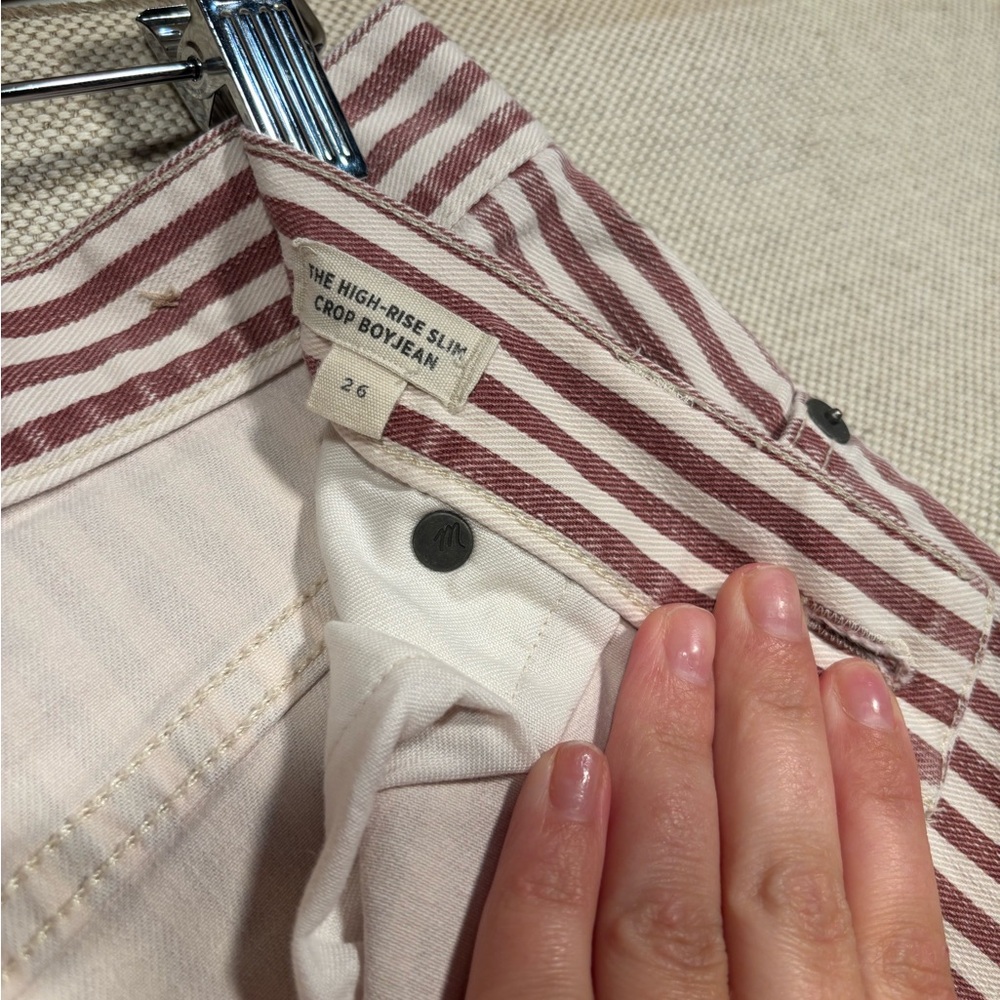 High Rise Boyfriend Jeans Madewell Red Stripe Size 26 - Picture 5 of 6